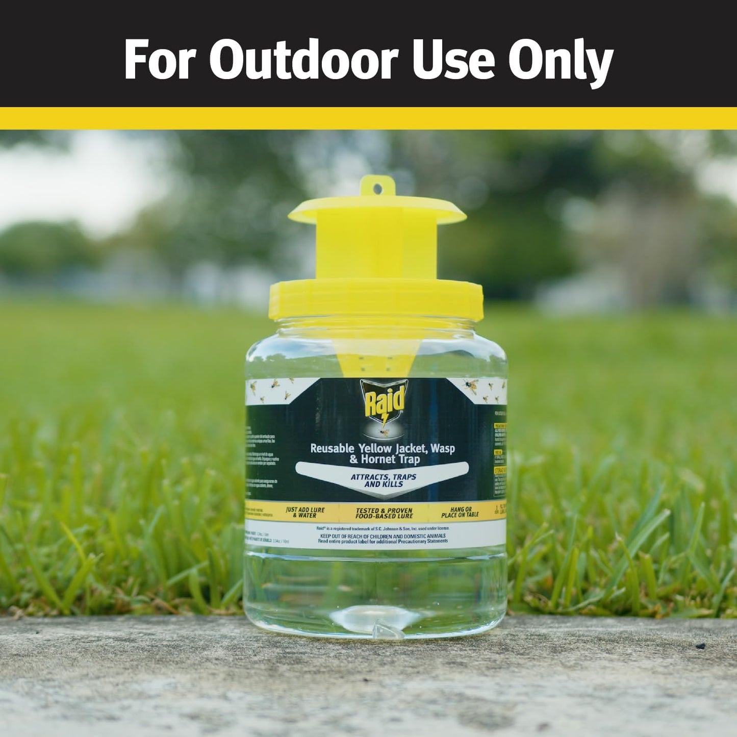 Raid Reusable Yellow Jacket, Hornet & Wasp Trap Refill, 1 Pack, Water-Activated Lure for Raid Hanging Jar Traps, Insecticide-Free, Food-Based Attractant, Easy to Use, Hang or Place Outdoors