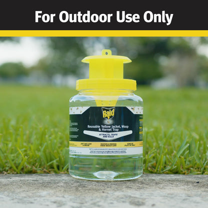 Raid Reusable Yellow Jacket, Hornet & Wasp Trap Refill, 1 Pack, Water-Activated Lure for Raid Hanging Jar Traps, Insecticide-Free, Food-Based Attractant, Easy to Use, Hang or Place Outdoors
