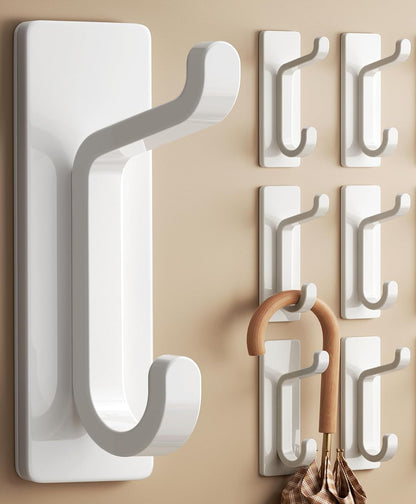pickpiff Wall Hooks for Coat and Towel: 13LB Strong Adhesive Door Hanger Stick on, White 4 Pack