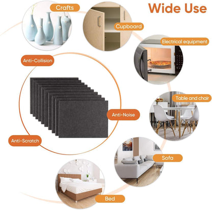 Felt Furniture Pads 10pcs 8" x 6" Adhesive Large Felt Pads, Cuttable Chair Leg Pads, Hardwood Floor Protectors for Furniture, Black