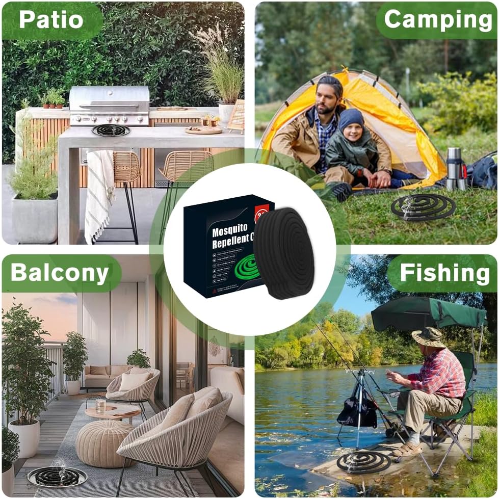 24 Extra Strength Mosquito Repellent Coils with 1 Metal Holder & 6 Stands, Citronella Incense Mosquito Coils Outdoor Patio Yard Camping Use, Long Lasting 6-8 Hrs Plant-Based Mosquito Coil Incense