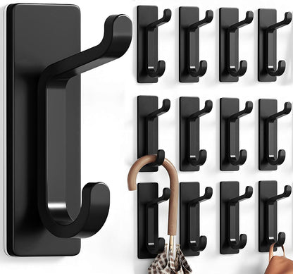 pickpiff Wall Hooks for Coat and Towel: 13LB Strong Adhesive Door Hanger Stick on, White 4 Pack