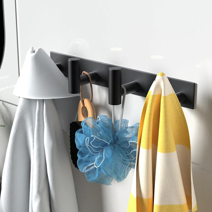 VAEHOLD Black Hat and Coat Wall Mount Rack - 3 Hooks for Robes, Bags, Keys, and Towels - Bathroom Towel Hanger Organizer (1 Pack)