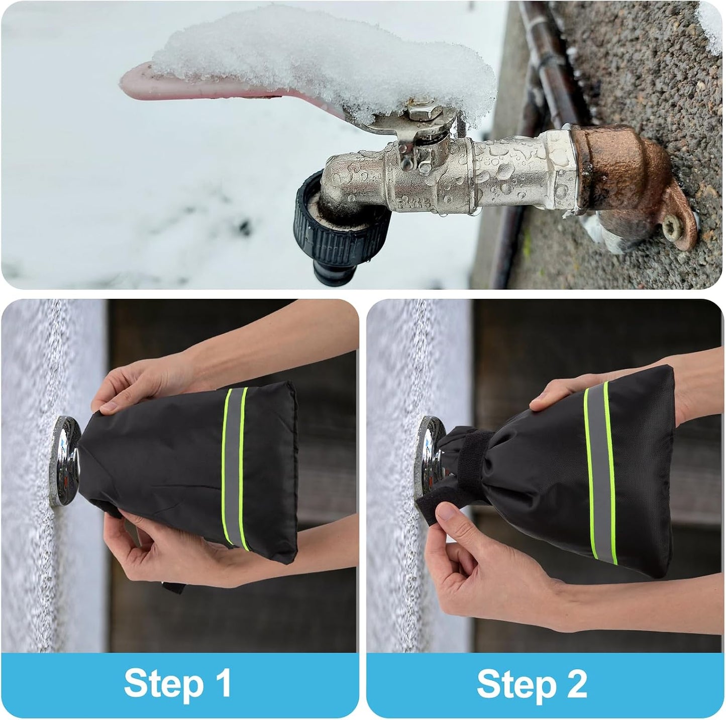 SPORTYOUTH Outdoor Faucet Cover for Winter Freeze Protection, 2 Packs Thick 7.09''W x 9''H Water Socks Pipe Insulated Waterproof Hose Bib Spigot Backflow Cover