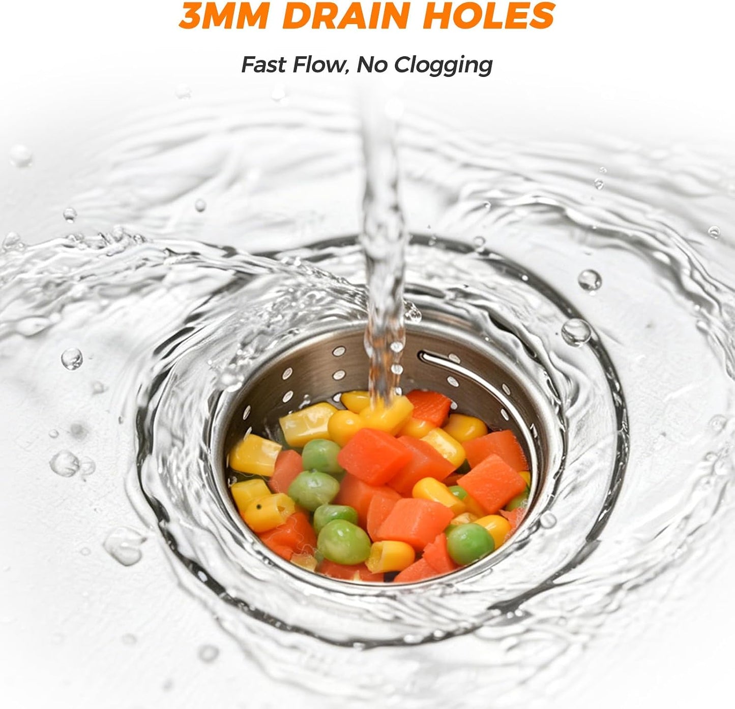 Deep Sink Strainer Basket – Fits Standard 3-1/2" Kitchen Drains – Stainless Steel Removable Strainer with 30 Disposable Mesh Bags – Makes Cleaning Food Debris Quick & Easy