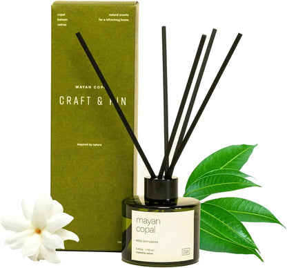 Craft & Kin Reed Diffuser with Dried Flowers | 5 oz Sicilian Citrus & Eucalyptus Scented Fall Reed Diffusers for Home, Bathroom | Scent Sticks | Elegant Fragrance Home Decor for Men & Women