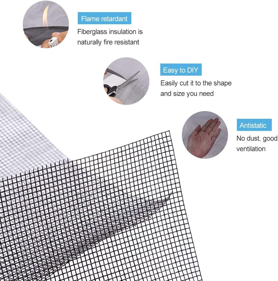 Pololo Fiberglass Screen Roll High Visibility and Durable Screen Easy to DIY Repair or Rescreen Window and Door Screen