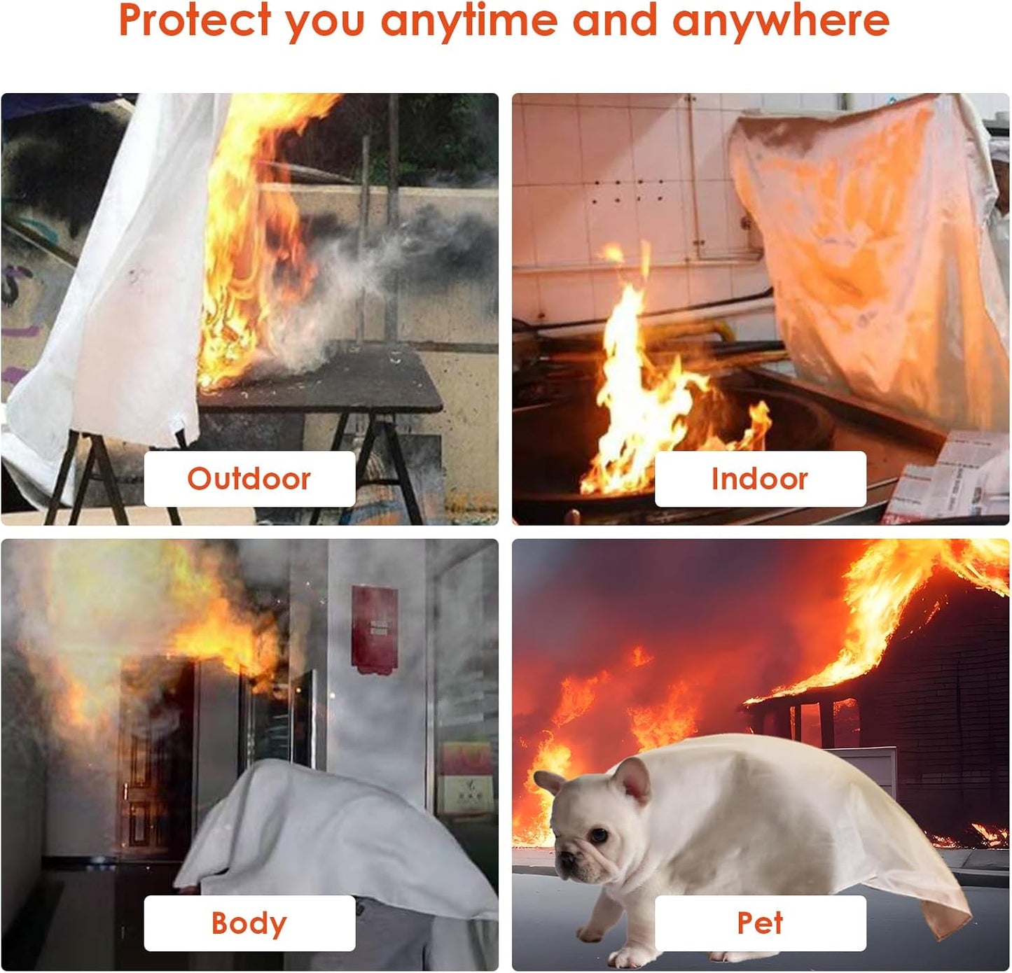Emergency Fire Blanket for Home and Kitchen Fiberglass Fire Suppression Blanket Great for School Warehouse Camping Car Office Grill (4 Pack, 40 in X 40 in)