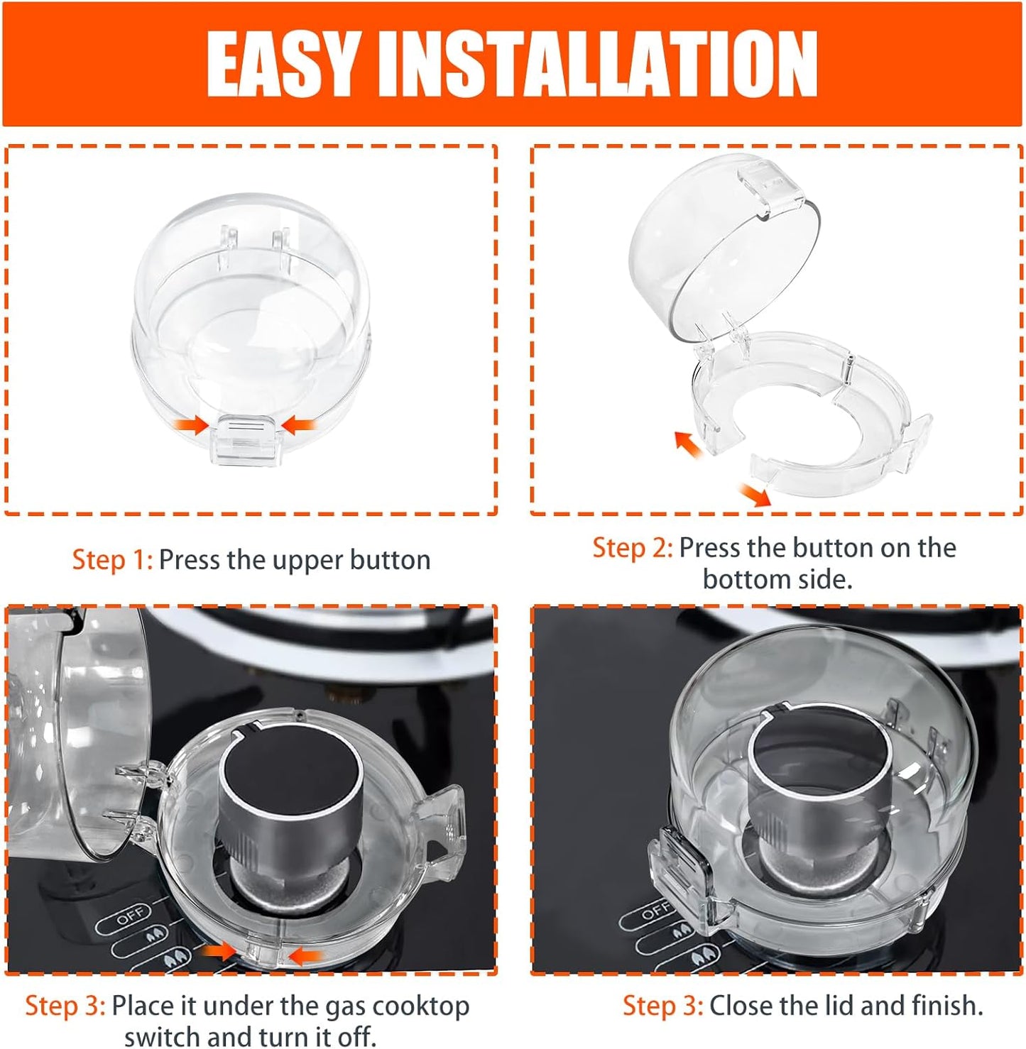 Stove Knob Safety Covers Baby Proofing for Press Stove Knob and Oven Knob Child Safety Locks - 5 Pack (Transparent)