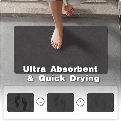 TYUU Bath Mat, Bathroom Rugs Non Slip Washable Thin Absorbent Quick Dry Bath Mat Fits Under Door Bathroom Floor Mat Perfect for Bath, Shower, or Sink 16"x24" Dark Grey