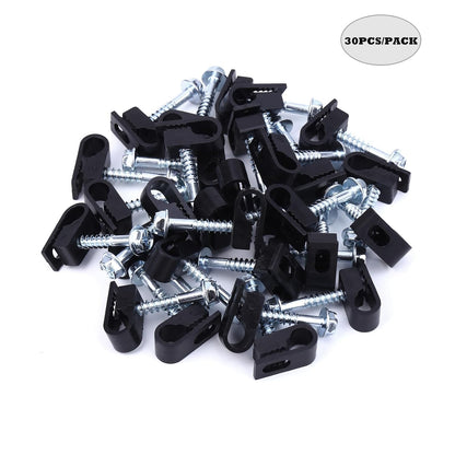 Cable Clips with Screws Fastener 1/4 Inch (6 mm) - All Weather Wire Clips for Coaxial, Ethernet,Electrical Cables,Brick/Stucco Siding Clips, UV-Resistant for Outdoor Wall Mount,30 Pack,White