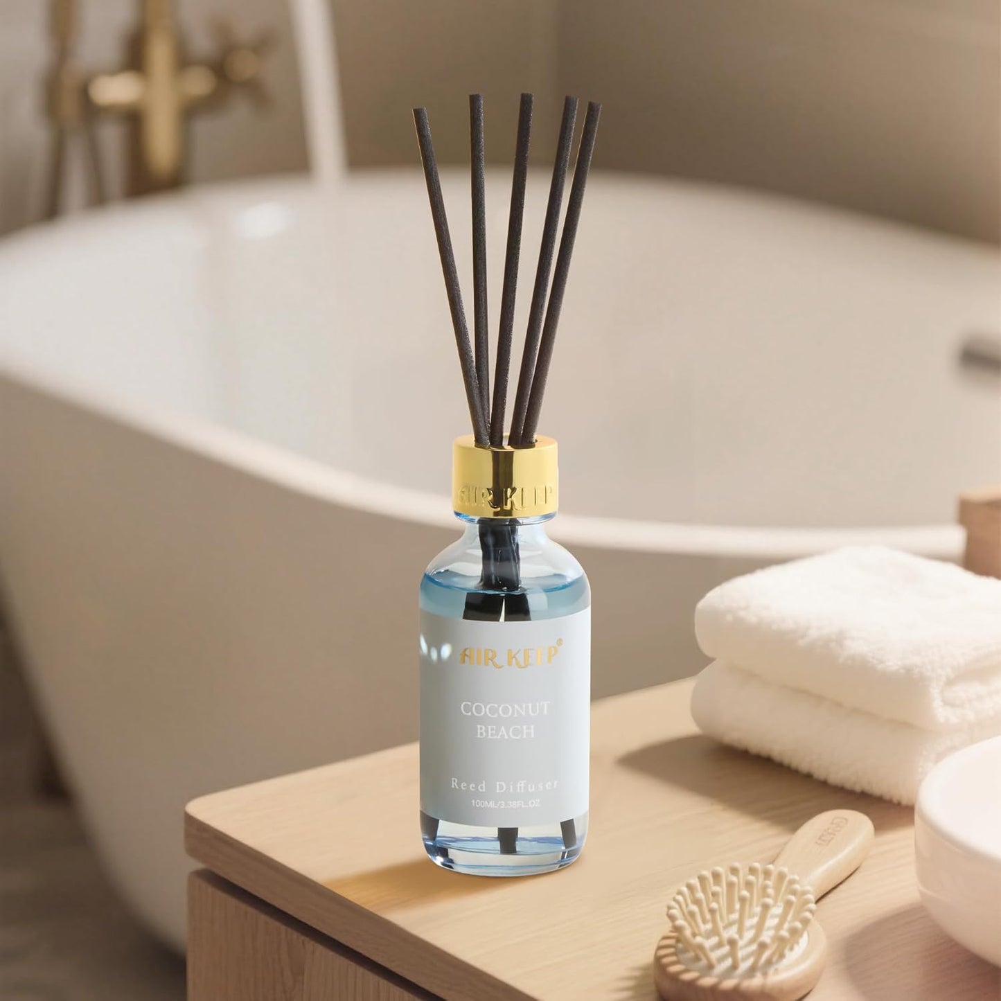 Airkeep Reed Diffuser Oil Set with Reed Sticks,Vanilla Aromatherapy Oil Scent Diffuser for Home Office Bathroom Decoration Perfume and Gifts 3.38 oz/100ml