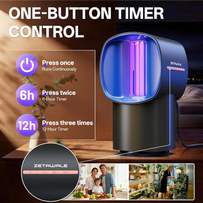 Fruit Fly Traps for Indoors, Gnat and Insects Catcher for House with UV Light, Heat Lure, Fan Suction, Ideal for Kitchen, Patio, Plant Pots, Bedroom, 5 Sticky Pads Included, USB-C Powered