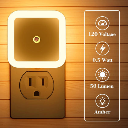 6 Pack Blue LED Night Light Plug in, Dusk to Dawn Sensor Automatic On and Off, Energy Efficient, Soft Glow Kids, Nursery, Bedroom, Bathroom, Hallway, Stairs, Kitchen