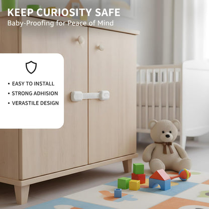 Cabinet Locks Baby Proofing 12-Pack – Child Proof Cabinet Locks & Door Locks for Kids Safety, Baby Proof Cabinet Latches with Strong 3M Adhesive, No Drill, Multi-Purpose for 10078-01A