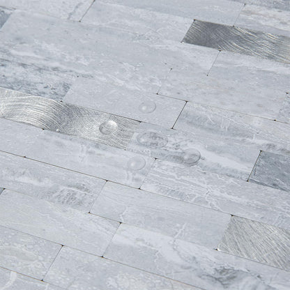 AULIGET 20 Sheets Peel and Stick Backsplash, Black & Grey Wood Look PVC Mixed Metal Stick on Backsplash Tiles for Kitchen