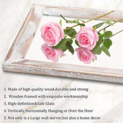 AAZZKANG Full Length Mirror Rectangle Wood Framed Large Wall Mirrors Black | 47"x16" Bedroom Living Room Bathroom Dressing Room Entryway Hanging Mirror