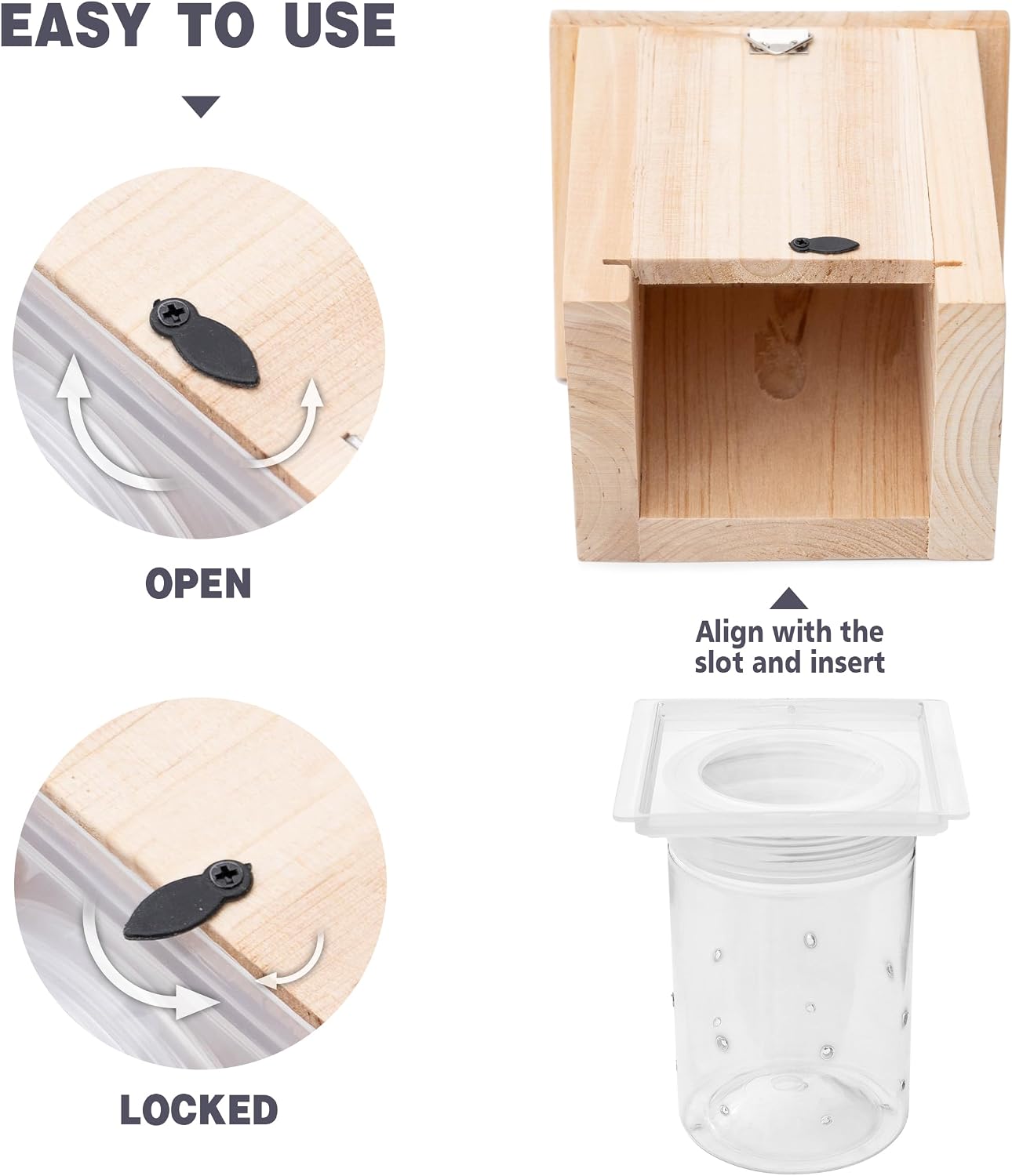 Carpenter Bee Trap for Outside - Pentroof Style Nature Hanging Wood Carpenter Bee Traps Outdoor - Best Bee Trap - Insect Traps with Removable Vault