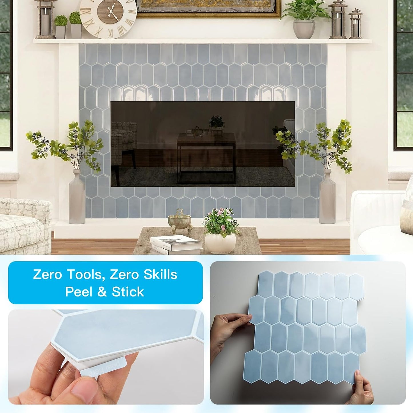 Art3d 10-Sheet Heavy-Duty Peel and Stick Backsplash, Self-Adhesive Vinyl Wall Tiles for Kitchen Countertop Bathroom, White