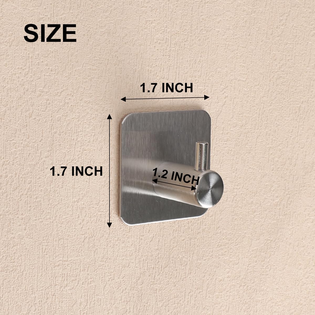 4 Pcs Stainless Steel Adhesive Hooks, Heavy Duty Waterproof in Shower Hook for Hanging Loofah, Towels, Clothes, Robes for Bathroom Removable Adhesive Wall Door Hangers, Black