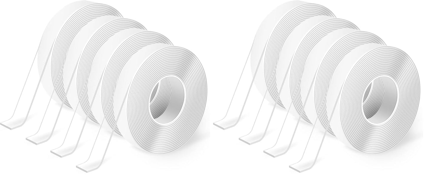 Art3d Double-Sided Tape (4-Roll of 10FT), Removable, Traceless, Washable, Reusable - Multipurpose Tape as Seen on TV (1/24" x 1/2" x 10', 4)