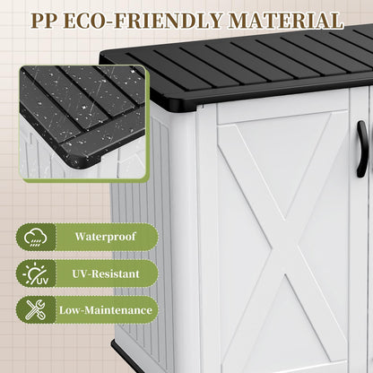 Patiowell 26 Cu.ft Outdoor Storage Cabinet with Lockable Door, Waterproof Horizontal Storage Shed for Tools and Patio Furniture, All-Weather Resin Shed Easy Assemble for Pool or Backyards, Brown