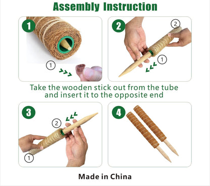 Moss Pole, 4Pack 21 Inch Plant Support Stakes for Indoor Plants, Monstera Plant Support Stakes, 69 Inch Tall Coir Plant Pole Sticks for Potted Plants, Pothos, Philodendron, Climbing Plants Accessories