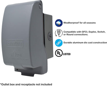 Sealproof 1-Gang Vertical Metal Weatherproof Lockable While In Use Outdoor Outlet Receptacle Cover, 7-in-1 Configurations