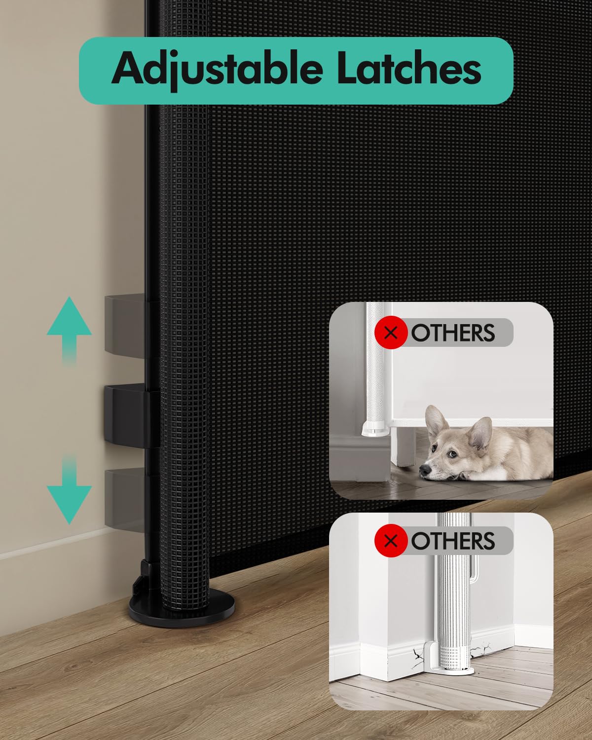 Retractable Baby Gates, Mesh Dog Gate for Doorways, 33.6" Tall, Expands to 55" Wide,Pet Safety Essential Fit for Baseboards, Wide Toddlers Gates for Hallways, Indoor & Outdoor,Gray