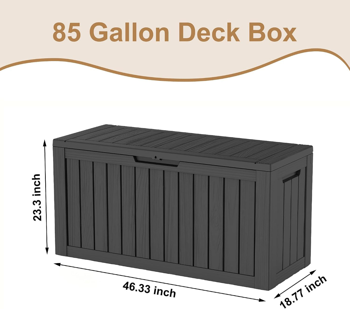 DRATO 180 Gallon Outdoor Storage Box, Large Waterproof Deck Box, Lockable Resin Storage Container with Reinforced Support for Patio Cushions, Garden Tools, UV-Resistant Outdoor Chest（Black，180 Gallon）