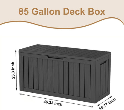 DRATO 180 Gallon Outdoor Storage Box, Large Waterproof Deck Box, Lockable Resin Storage Container with Reinforced Support for Patio Cushions, Garden Tools, UV-Resistant Outdoor Chest（Black，180 Gallon）