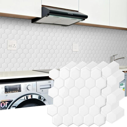 10-Sheet Hexagon Peel and Stick Backsplash for Kitchen, New Upgrade Premium Extra Thicker Design 3D Self Adhesive Wall Tiles, Large Stick on Tiles for Kitchen and Bathroom (12" x 12")
