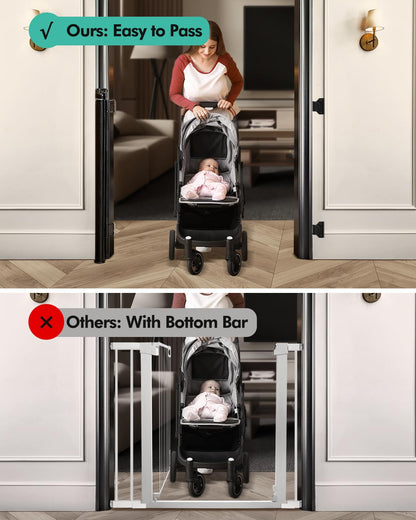 Retractable Baby Gates, Mesh Dog Gate for Doorways, 33.6" Tall, Expands to 55" Wide,Pet Safety Essential Fit for Baseboards, Wide Toddlers Gates for Hallways, Indoor & Outdoor,Gray