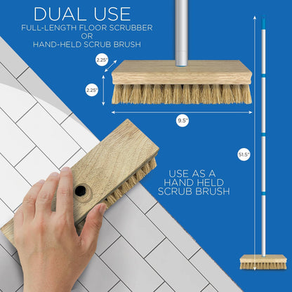 LOLA Deck Scrub Brush Outdoor Broom, Durable Bristles Remove Dirt, Grime, Grout, Leaves, Snow on Patios, Decks, Wet or Dry