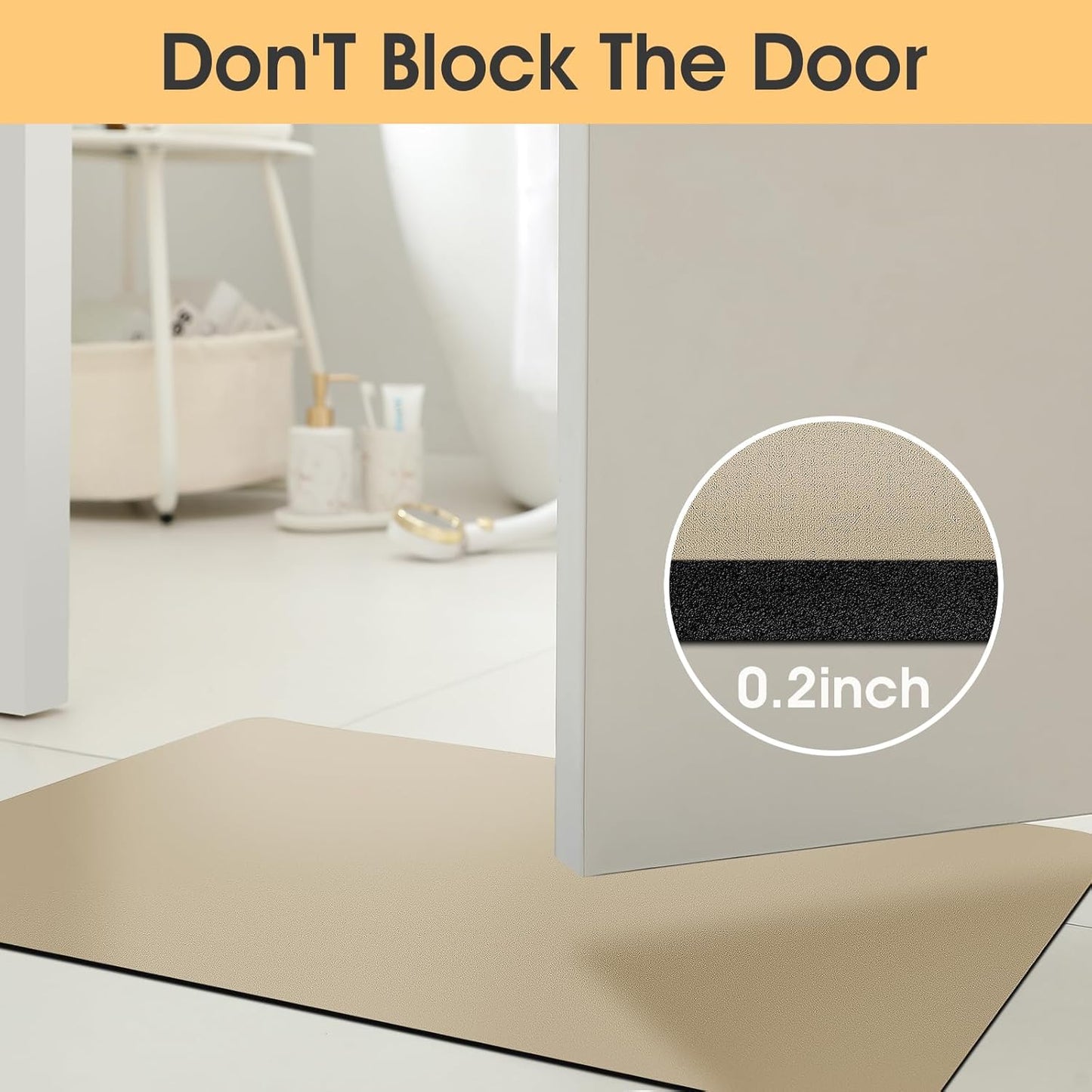 ACCUMTEK Non Slip Bath Mat, Thin Bathroom Rugs Fit Under Door, Quick Dry Bath Mats, Machine Washable Bath Rugs for Bathroom, Bathtub & Kitchen, Grey/Bordered/24 x17