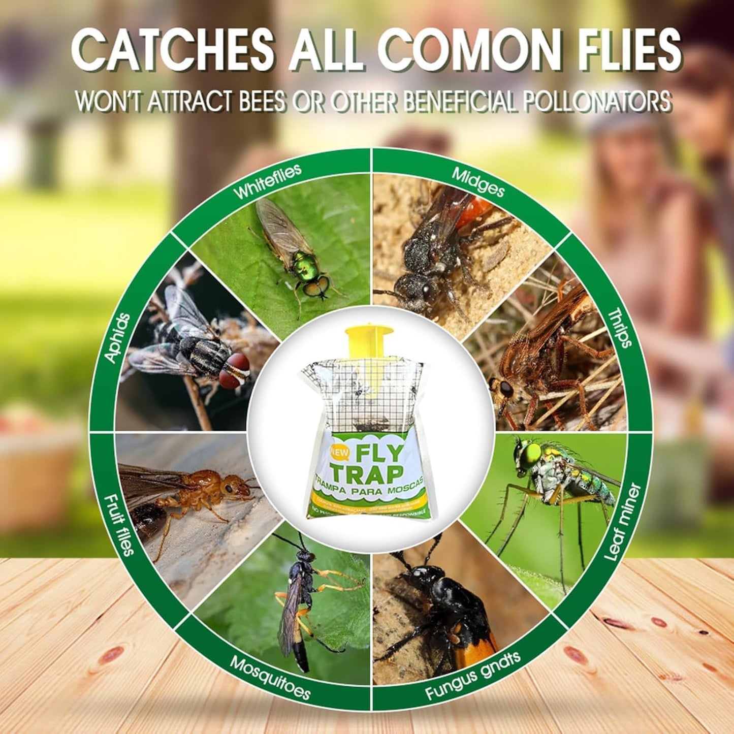 Fly Traps Outdoor,4 Pack Disposable Pre-Baited Effective Hanging Yellowjacket Catcher for Yard Garden Patio Horse Ranch Trash Can,Safe Insect Control Killer Fly Bags