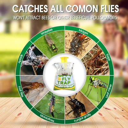 Fly Traps Outdoor,4 Pack Disposable Pre-Baited Effective Hanging Yellowjacket Catcher for Yard Garden Patio Horse Ranch Trash Can,Safe Insect Control Killer Fly Bags