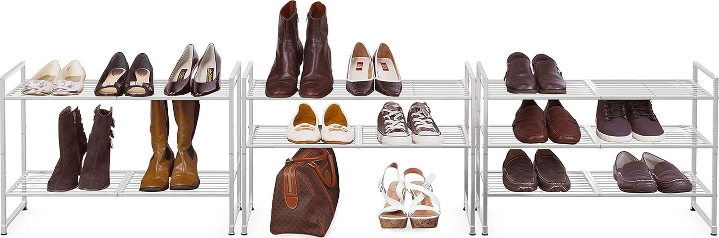 Simple Houseware 3-Tier Stackable Shoes Rack Storage Shelf, Black