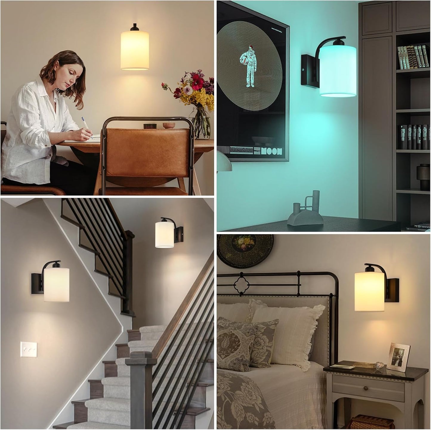Battery Operated Wall Sconce Set of 2, Gold Rechargeable Wall Lights with Remote Control,15 Colors Wireless Wall Sconce with 3000mAh Dimmable Detachable Bulb for Bedroom, Living Room and Hallway