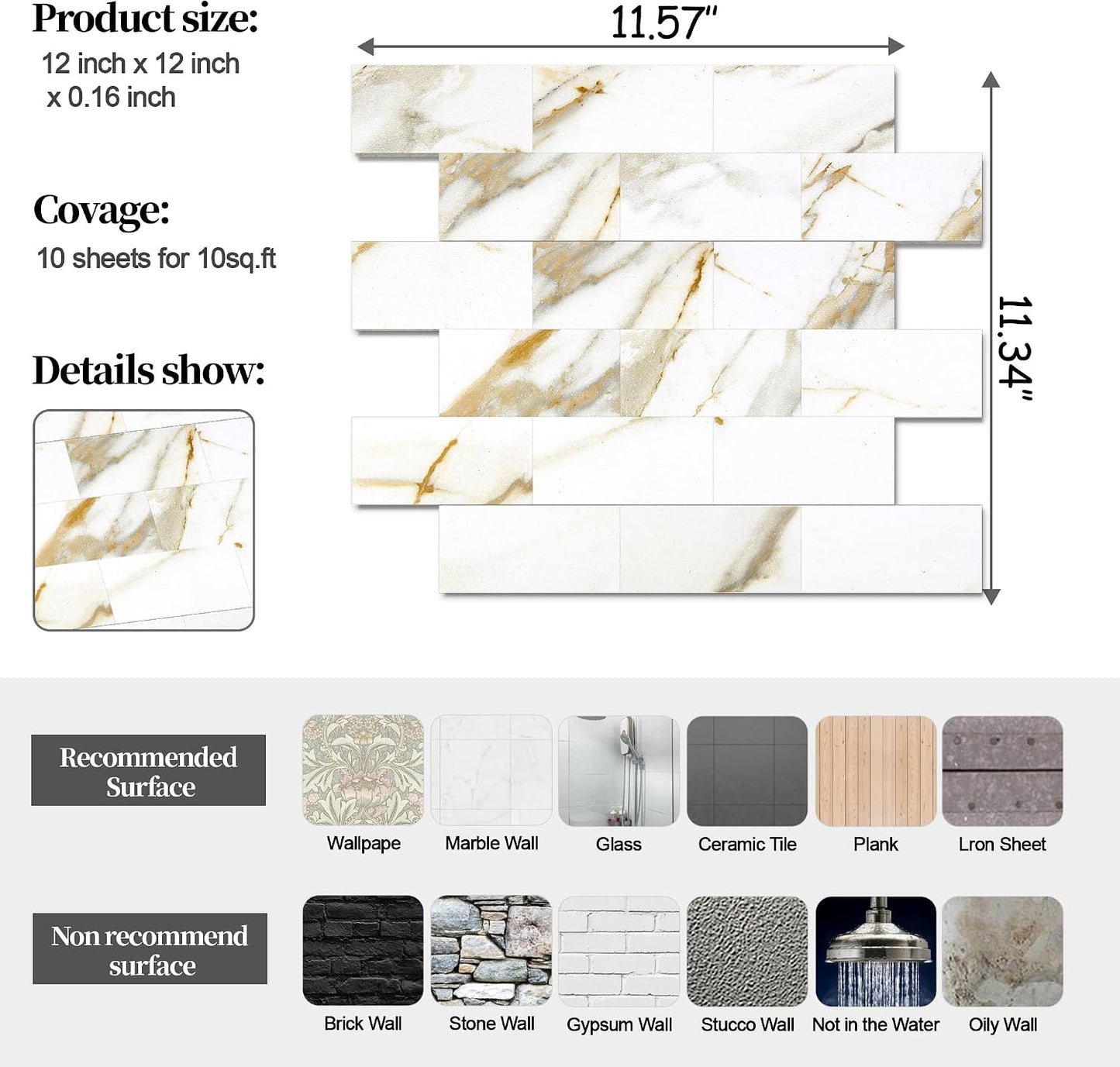 2026 New Upgrade Peel and Stick Backsplash Tile, Peel and Stick 11.34" X 11.57" Wall Tile for Kitchen, Bathroom, Fireplace, Laundry (Beige Ecru, 10 Packs)