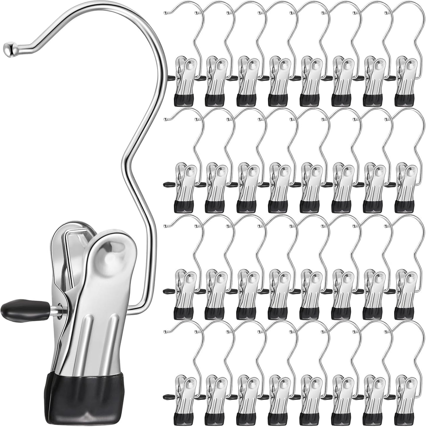 Yinder 150 Pcs Boot Hangers Clips Laundry Hooks Hanging Stainless Steel Clothes Pins Portable Clip Hangers for Closet Travel Socks Pants Handbags Hats Towels (Beige)
