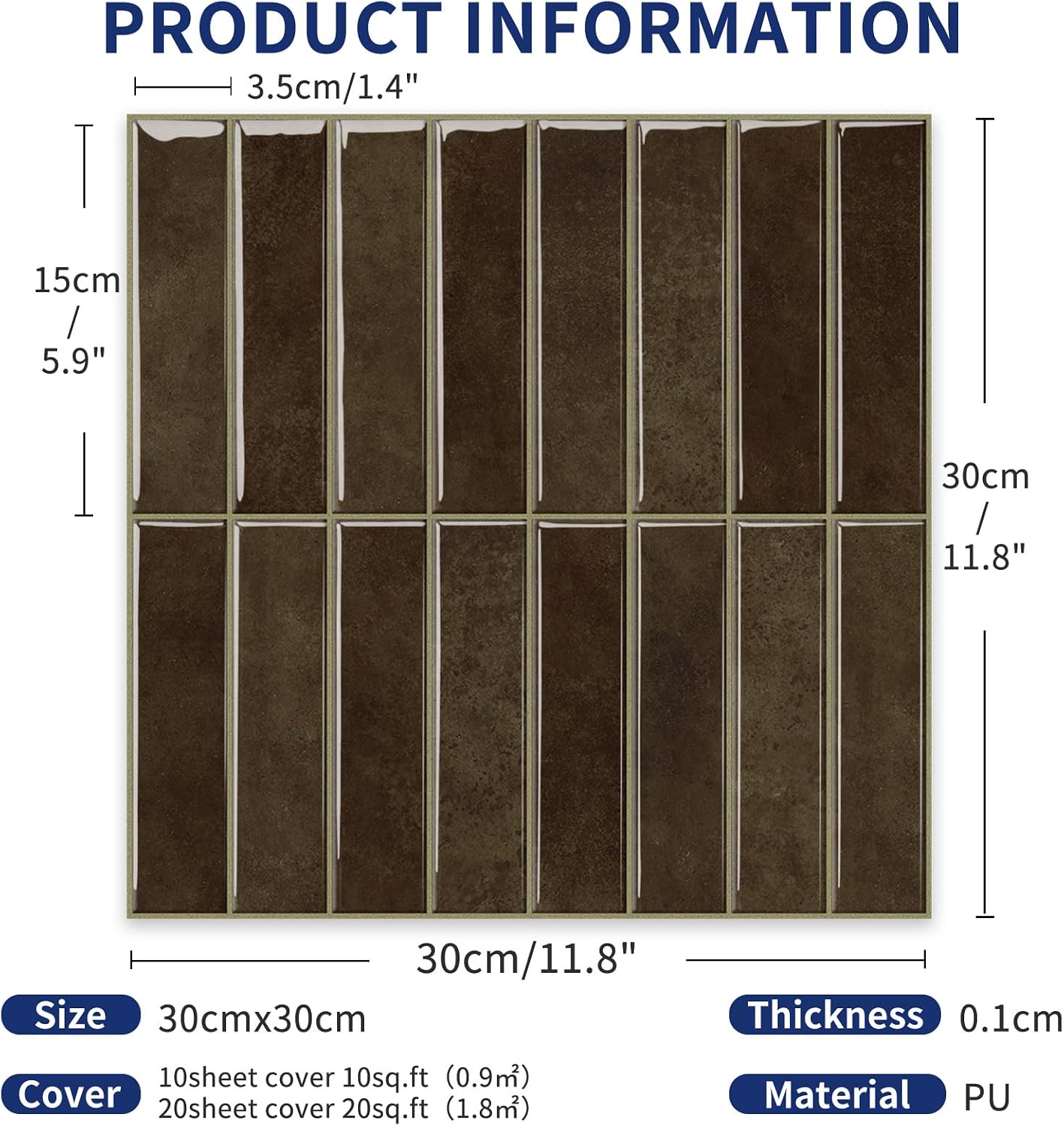 MORCART Peel and Stick Backsplash, 10 Sheets of 11.8"x11.8" - 3D Adhesive Waterproof Wall Tiles for Kitchen, Bathroom, Living Room, Subway Tiles, Gray-Apricot