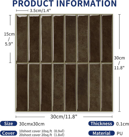 MORCART Peel and Stick Backsplash, 10 Sheets of 11.8"x11.8" - 3D Adhesive Waterproof Wall Tiles for Kitchen, Bathroom, Living Room, Subway Tiles, Gray-Apricot