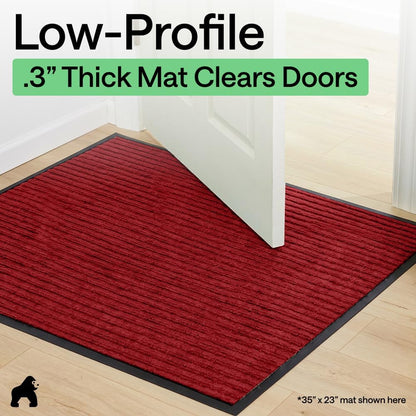GORILLA GRIP Waterproof Traffic Guard Door Mat, Heavy Duty Entryway Mats, Strong Backing Commercial Utility Rugs for Office Hallway, Garage Floor and Home, Low Profile Carpet Runner, 29x17, Black