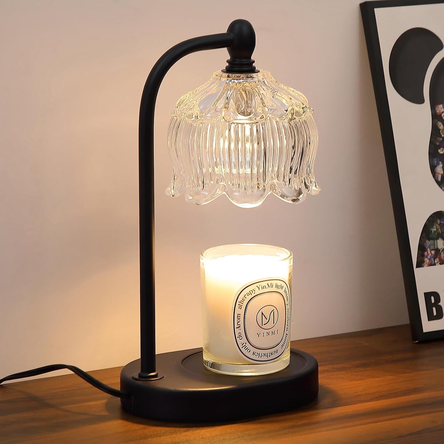 MEIXISUE Candle Warmer Lamp with Timer and Dimmer,Electric Gold Light Gifts for Women Melt Wax Warmer Lamp with 2 Bulbs for Candle Jars House Warming New Home Decor Bedroom
