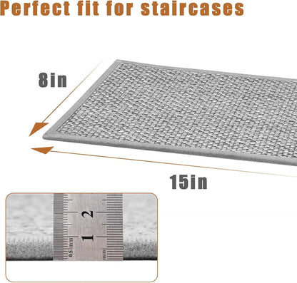 15Pcs Stair Treads for Wooden Steps With Self Adhesive, 8"x30" Non Slip Stair Runners-Peel & Stick Indoor Stair Carpet Runner, Resistant Runner for Kids, Elders and Pets, Black