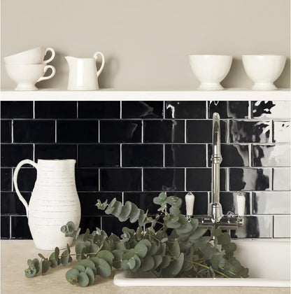 Art3d Peel and Stick Backsplash, 10-Pack Thickened Stick on Subway Tiles, Faux Ceramic Tiles for Kitchen, Bathroom, Black