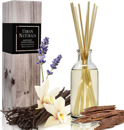 Urban Naturals Smoked Vanilla Reed Diffuser Set with Vanilla Bean, Sandalwood & Leather | Made in the USA - Colors A