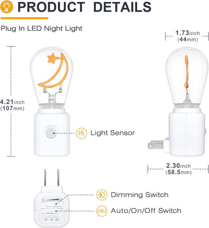 LED Motion Sensor Night Light, [1 Pack] Motion Activated Night Light, 2200K Amber, Adjustable Brightness, Motion Sensor Light Indoor Plug in for Nursery, Kids, Bedroom, Bathroom Nightlight
