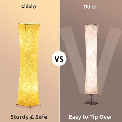 chiphy Floor Lamp, Dimmable 61" Tall Standing Lamp, 3 Levels Adjustable Brightness 12Wx2 LED Bulbs, Column Floor Light w/White Fabric Shade, Home Decor for Living Room, Bedroom, Kids Room